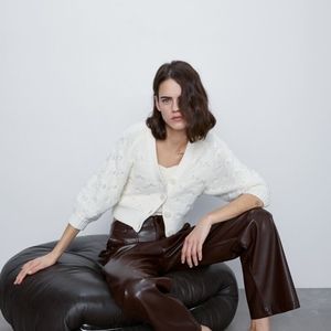 Zara textured cropped knit cardigan